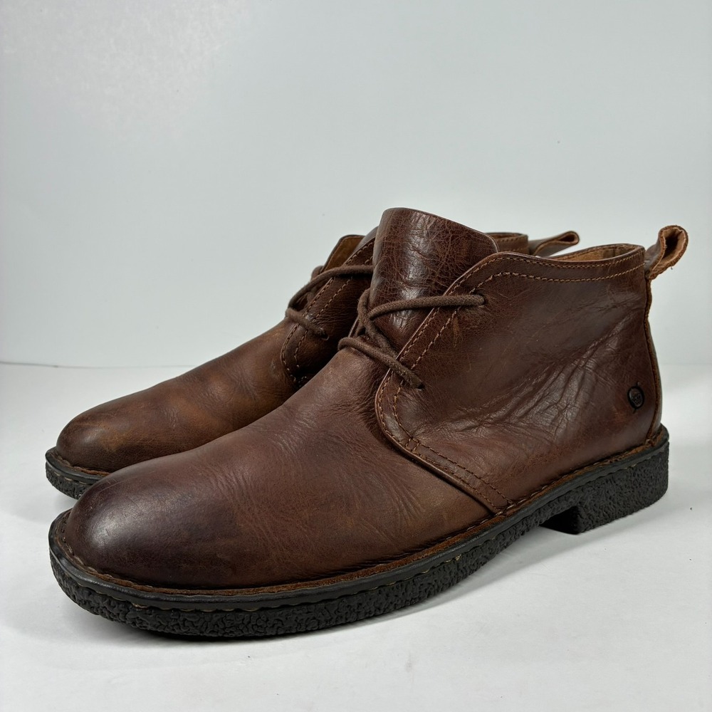 Born Bismark Men's 9.5M Brown Leather Comfort Chukka Ankle Lace-Up Boots H57423